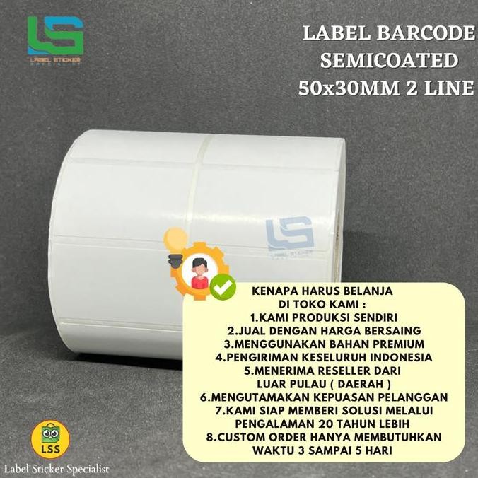 

Baru Label Stiker Semicoated 50X30Mm - Kertas Label Barcode Printer Thermal