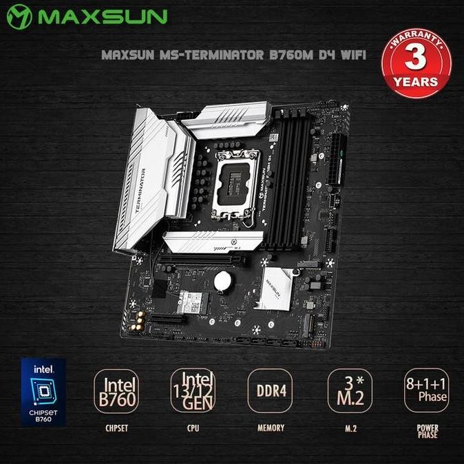 TERLARIS - Maxsun TERMINATOR B760M D4 DDR4 Wi-Fi LGA 1700 Motherboard