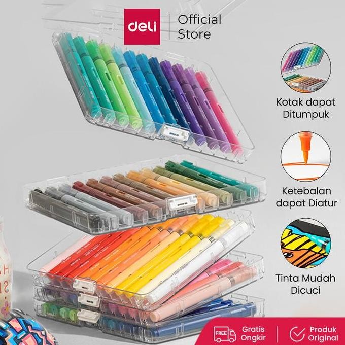 

DELI SPIDOL AKRILIK / ACRYLIC MARKER ACRYLIC BRUSH PEN 24/36/48/60 WARNA HM335 ORIGINAL DAN TERPERCAYA
