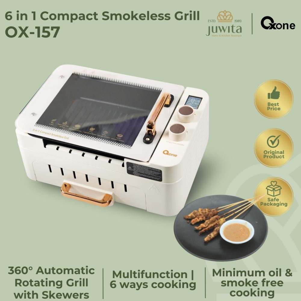 ''Terlaris" Alat Panggang Elektrik Bbq Oxone Ox-17 Compact Smokeless Grill 6 In 1 Pembuat Sate Multi