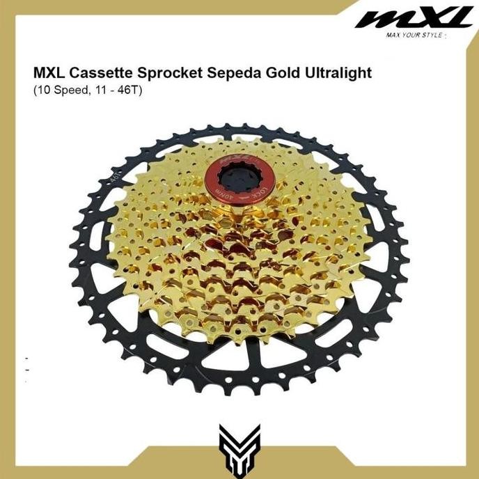 TERMURAH - Cassette MXL Gold Ultralight 10 Speed 11-46T Sprocket Cassette Gear Sepeda