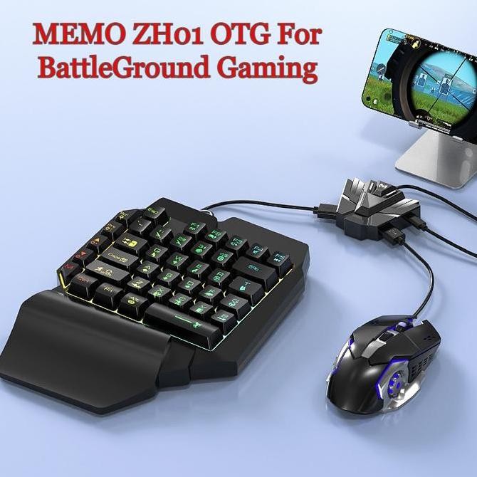 SALE MEMO ZH01 OTG CONVERTER KEYBOARD & MOUSE GAMING RGB ORIGINAL SHOPEE