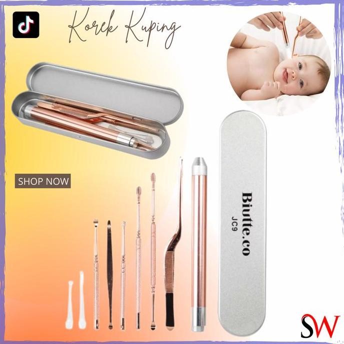 Asli Set Pembersih Telinga Anak - 9 Pcs Alat Korek Kuping Profesional Ear Spoon Kit
