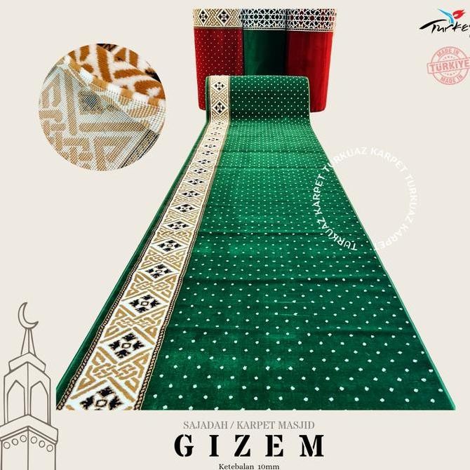 Asli Karpet Masjid Gizem Meteran 120x100 - Karpet Polos Tebal Mushola Bintik Hijau Murah
