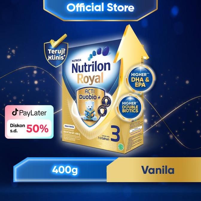 

terbaru nutrilon royal 3 susu formula anak usia 1-3 tahun rasa vanilla 400gr