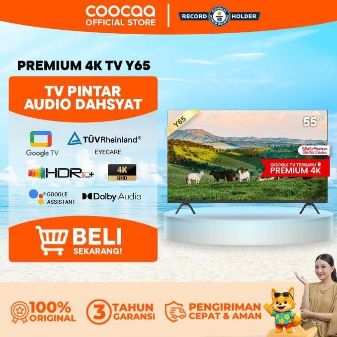 NEW COOCAA 55 inch GOOGLE TV-4K UHD-Dolby Audio  (COOCAA 55Y65)