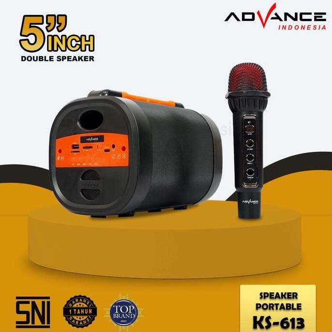 DISKON ADVANCE KS-613 SPEAKER BLUETOOTH PORTABLE KARAOKE + MIC WIRELESS GARANSI RESMI