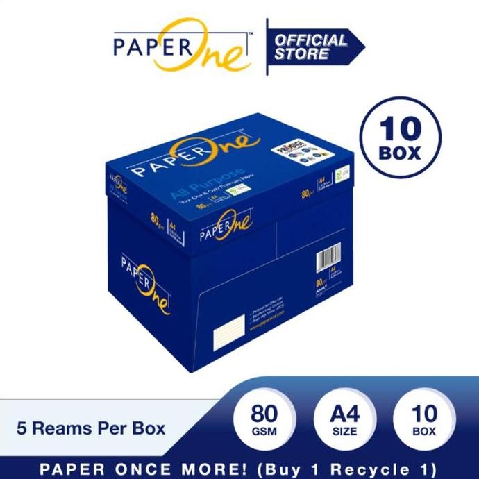 

TERLARIS - PaperOne Kertas A4 80gr All Purpose 1 Box (2500 lembar) Kertas HVS B2B