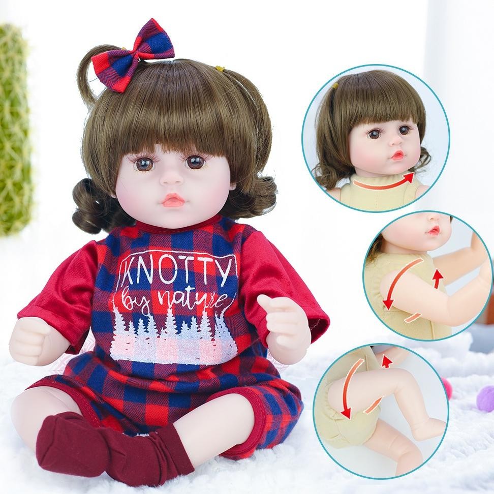 Promo 42 Cm 18 Inch Terjangkau Mainan Boneka Reborn Bayi Silikon Mirip Asli  Cantik Mewah