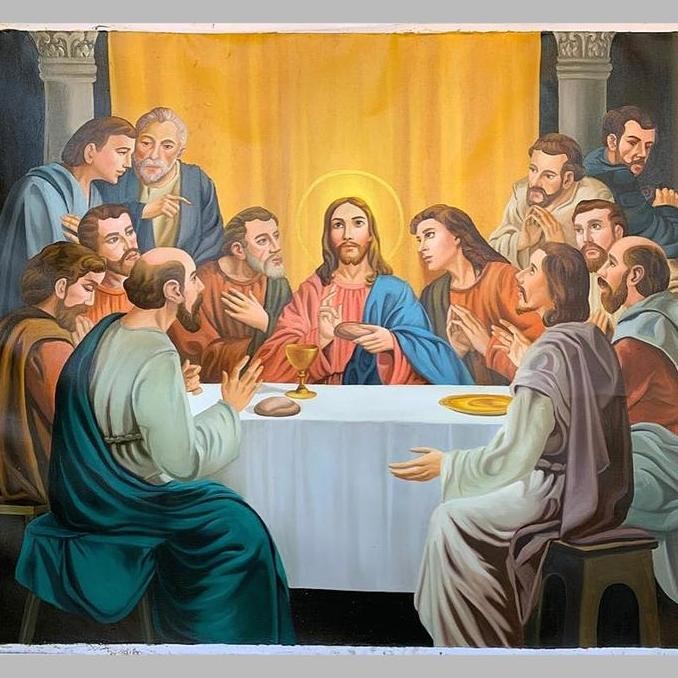Lukisan yesus perjamuan kudus kanvas