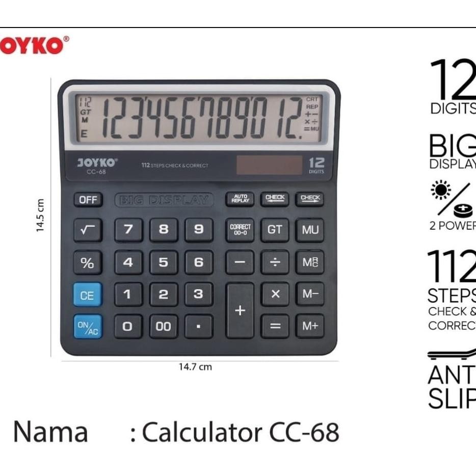 

Kalkulator Joyko Cc68 Che Correct Calculator El Dh20 12Dit Cc68