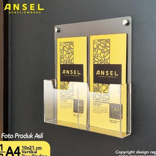 

NEW TEMPAT BROSUR AKRILIK DINDING GANTUNG - 2 KANTONG 1/3 A4 - TIPE D2