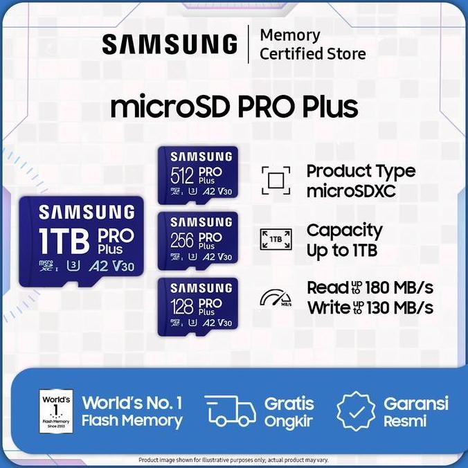 TERMURAH - Samsung microSD PRO Plus UHS-I - microSDXC - 128GB / 256GB / 512GB / 1TB