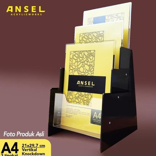 

NEW TEMPAT BROSUR AKRILIK / ACRYLIC FLYER HOLDER - A4 VER -TIPE C 3 SUSUN