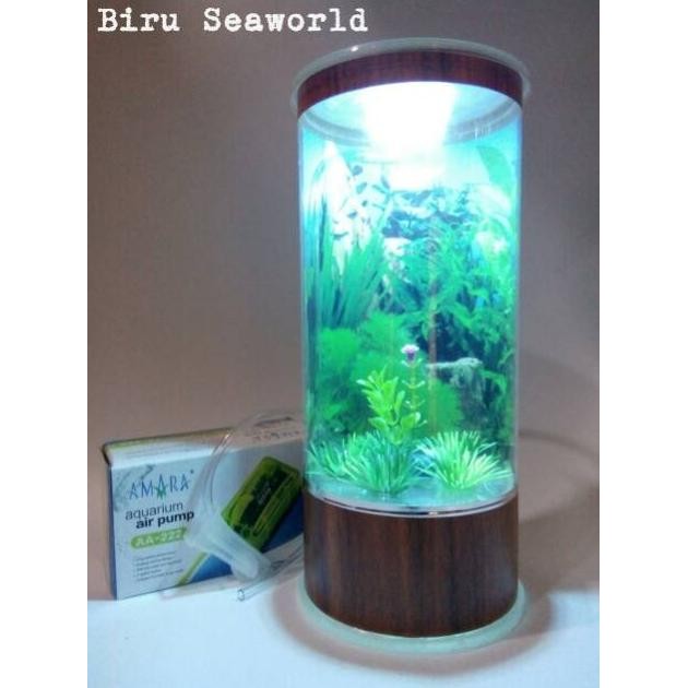 aquarium mini / aquarium lengkap mesin aerator aquarium dan lampu aquarium (TBG28)