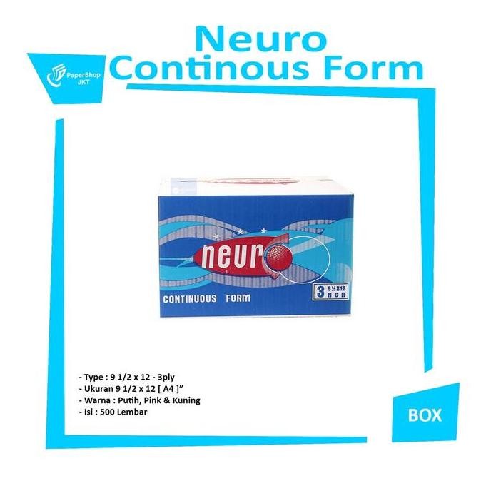 

NEW NEURO - Continous Form 3 Ply 9 1/2 x 12 ( A4 Neuro ) NCR - 1 Box