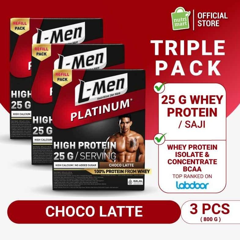 L-Men Platinum Rill Choco Latte 5,3 lbs / 2,4 kg - Kemasan Rill Suplemen Fitness Tinggi Protein (3 B
