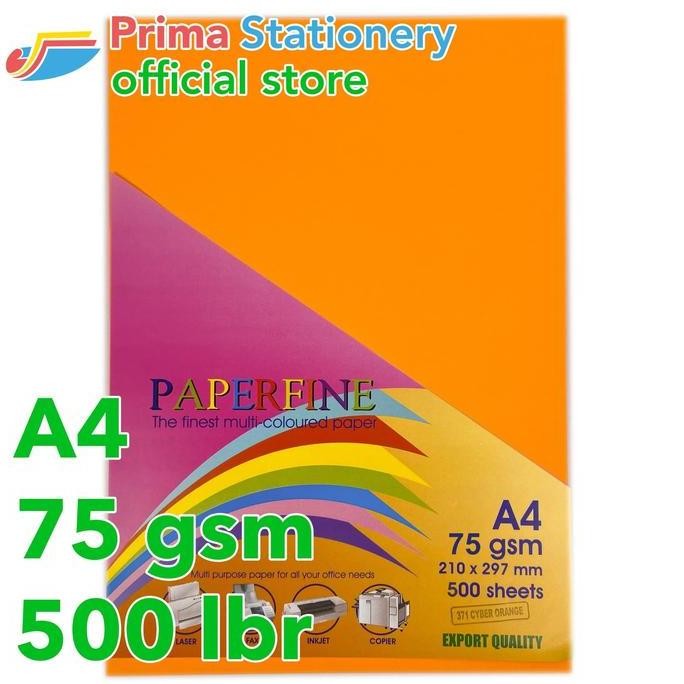 

TERBARU - Paperfine Kertas HVS Warna A4 IT 371 Cyber Orange Rim isi 500 lbr [TC]