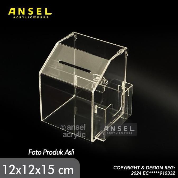 

NEW KOTAK AMAL AKRILIK DENGAN KANTONG - ACRYLIC SARAN DONASI POCKET BOX - 12X12X15 CM - TIPE BK KANTONG MIRING