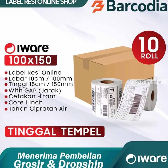 

TERMURAH - (10 ROLL) LABEL BARCODE 100 X 150 KERTAS STICKER THERMAL 100x150 mm
