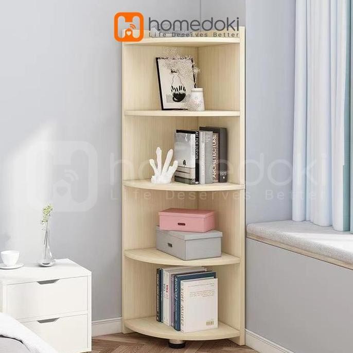 Rak Sudut Besar Rak Minimalis Kayu Serbaguna Rak Buku Multifungsi BS