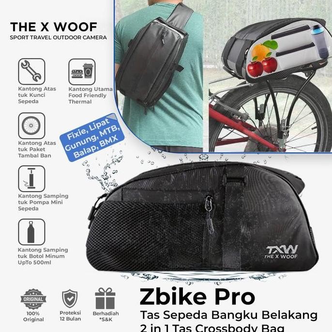 The X Woof Zbikeproto Tas Sepeda Bangku Belakang Anti Cipratan Air Crossobdy Bag Tas Selempang