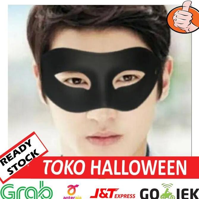 READY TOPENG HITAM PRIA SETENGAH WAJAH MASQURADE ZORO MASK TOPENG BANDIT