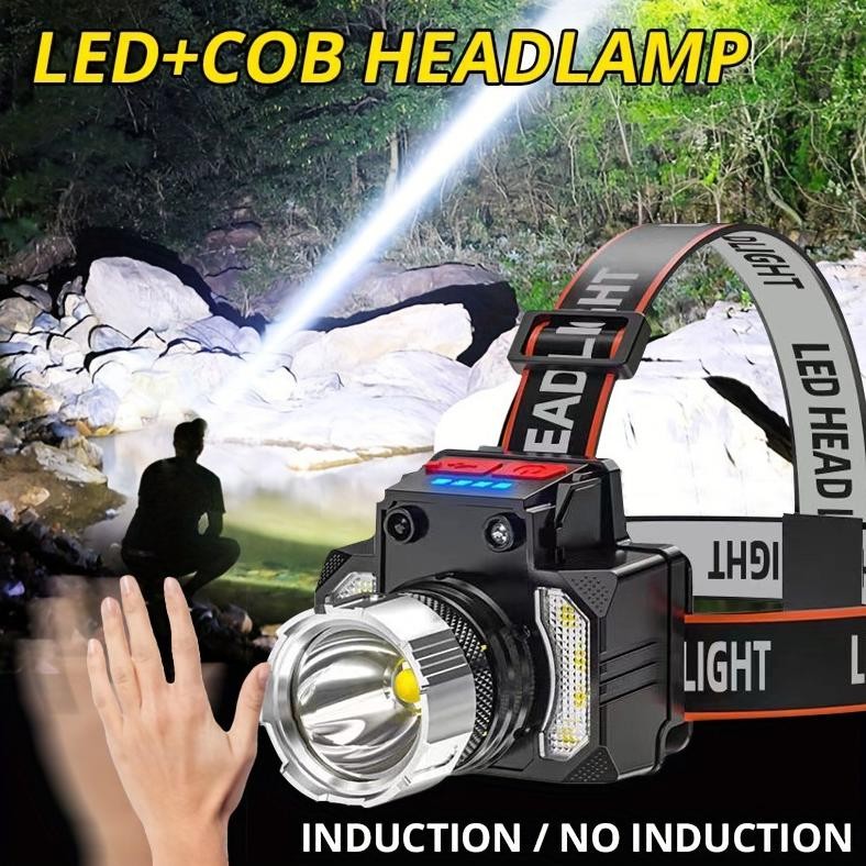 Super Senter Kepala Led /lampu depan tahan Ipx4 air sensor gerak/LED senter super terang 4 Mode Caha