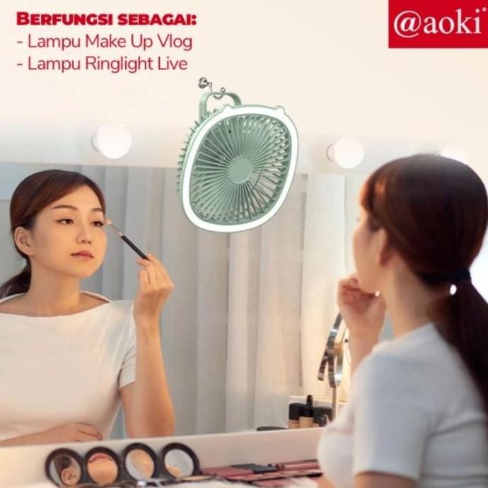 ,,,,,,,] Kipas Portable Aoki Mini Fan Charger Cas Lampu Emergency
