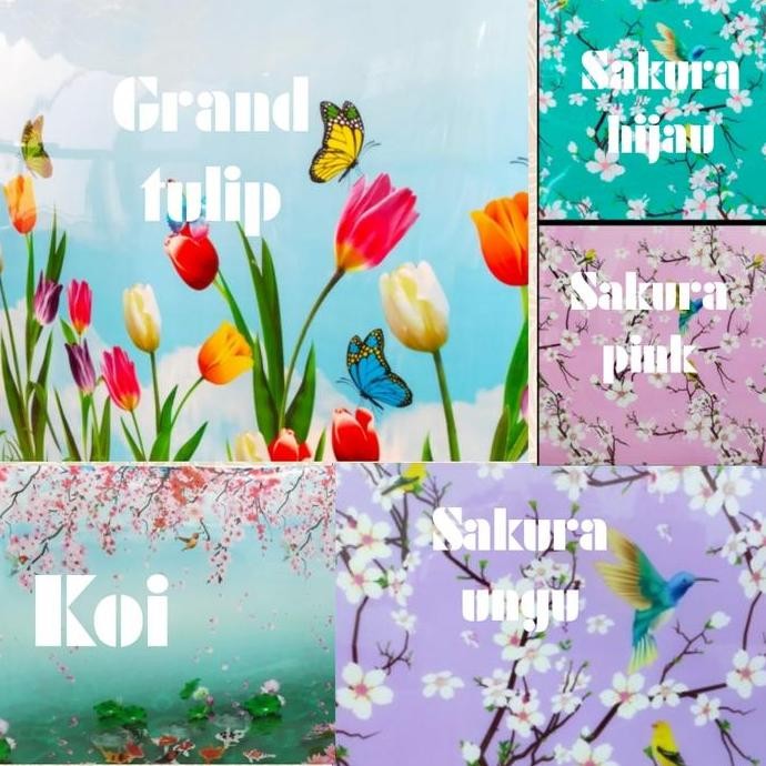 New  Fiber pagar plastik penutup pagar motif TULIP-SAKURA-KOI