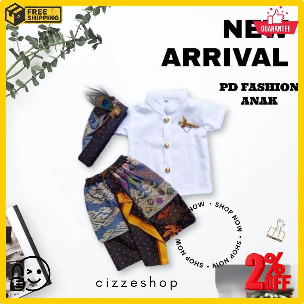 Setelan Baju Adat Tradisional Anak Laki | Set Umur 3-9 Tahun ( Ples Udeng Atau Blangkon ) Terlengkap