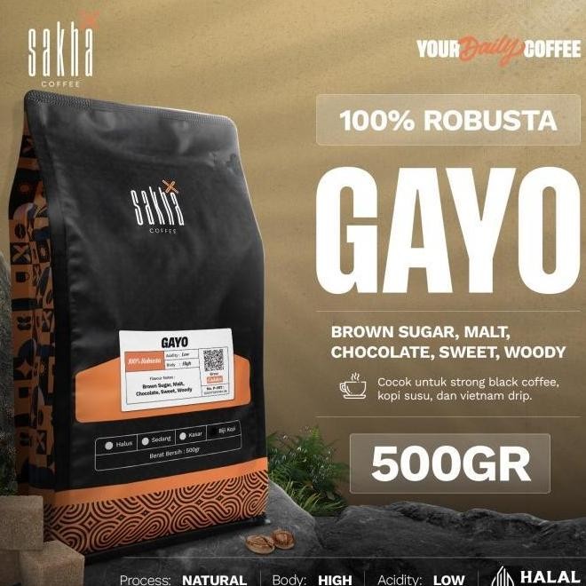 

PROMO BIJI KOPI BUBUK FINE ROBUSTA GAYO ACEH COFFEE SAKHA ROASTERY 500 GRAM