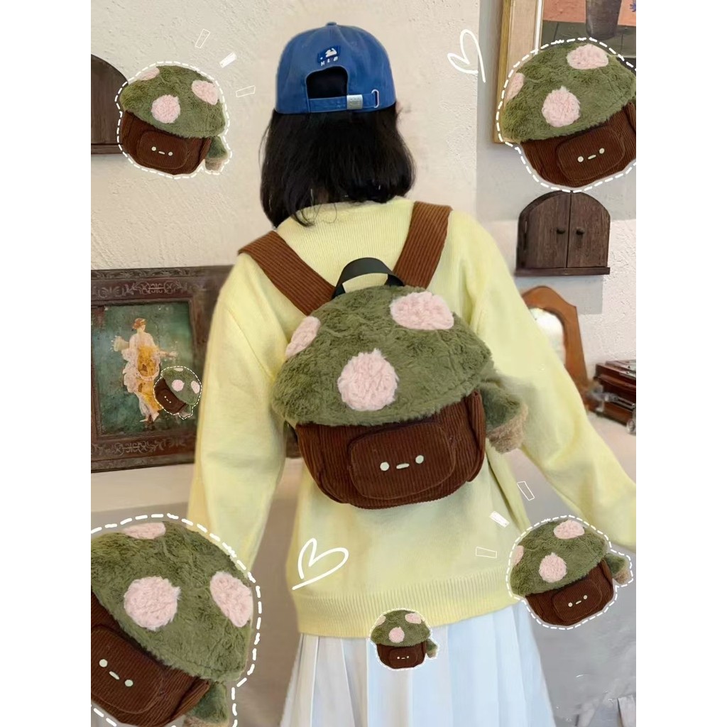 【TasBagus】【COD】Desain Niche Asli Kartun Jamur Ransel Baru Dua Dimensi Mewah Tas Boneka Lucu