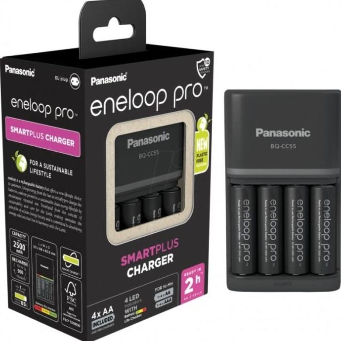PANASONIC ENELOOP PRO SMART PLUS CHARGER + 4 BATERAI AA 2500MAH
