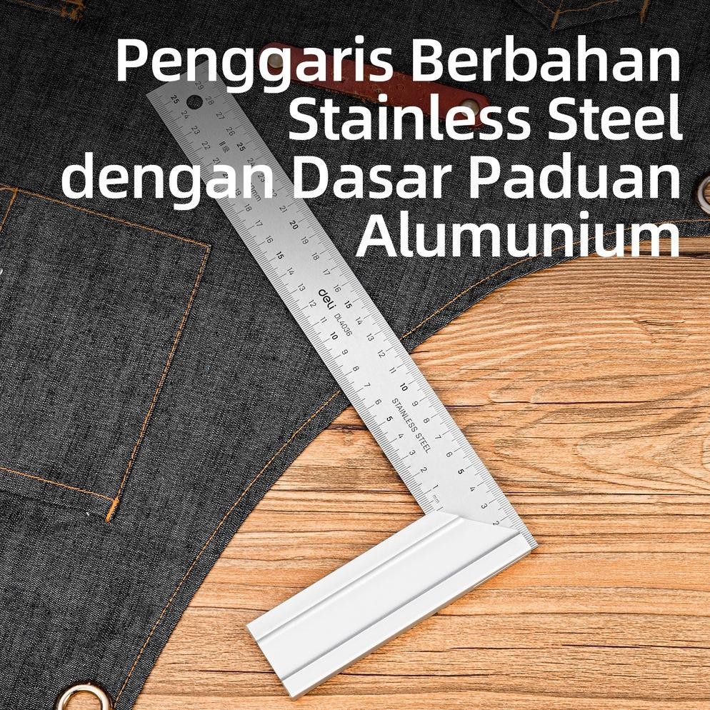 

Deli Steel Angle Ruler/Penggaris Siku Tukang 30 cm Stainless Steel DL4036 /Alat Perkakas