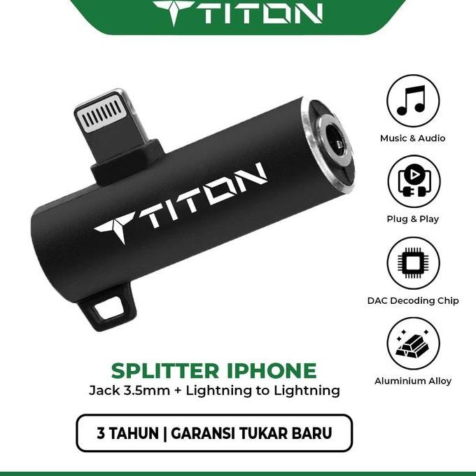 SALE TITON SPLITTER IPHONE AUDIO DAC 3.5MM + LIGHTNING TO LIGHTNING ADAPTER OTG IPHONE X-14