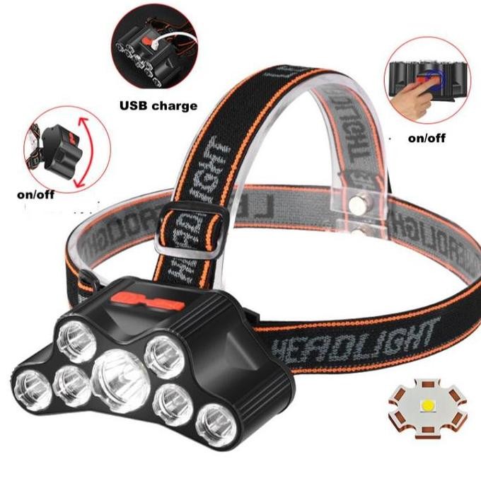 Senter Kepala Led Cas Mini Super Terang Lampu Camping Senter Kepala