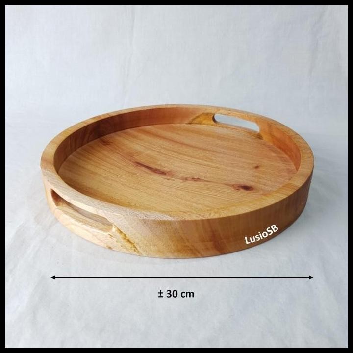 Nampan Kayu Bulat Aesthetic LusioSB Wooden Tray Nampan Saji