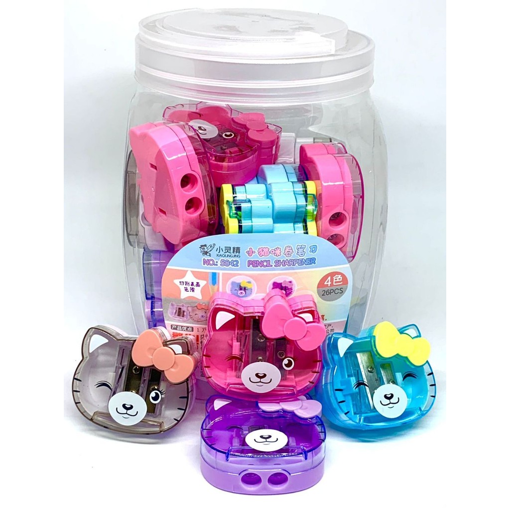 

[1PCS] Serutan Toples Gabus Rautan Pensil Fancy Import Unik & Lucu Transparant PREMIUM Bentuk Kelinci / Bear / Kucing Pink Ungu Cream