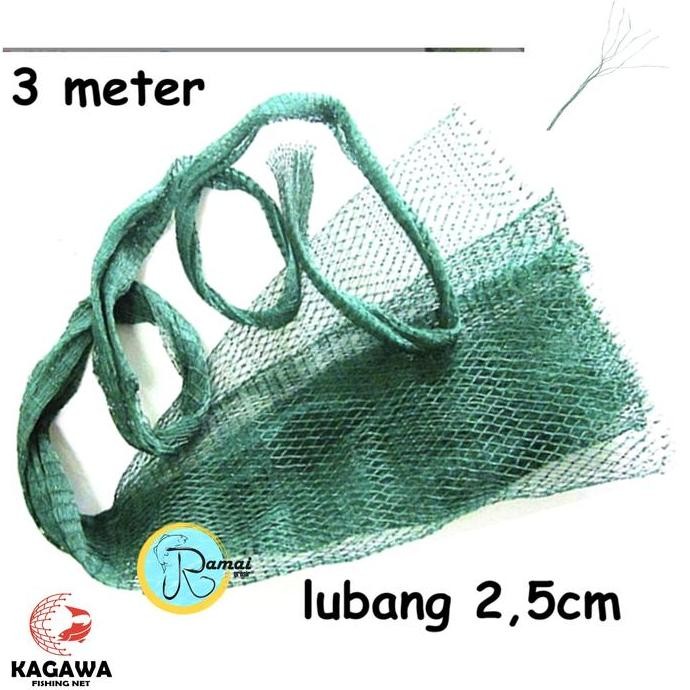 Pukat Tarik Jala Hijau /Pukat Hijau Jala Tali Pe Panjang 3M Lubang 2Cm