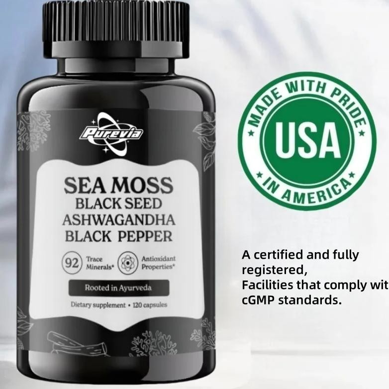 Alt Seamoss Capsules- Irish Sea Moss With Black Seed Oil, Ashwagandha & Black Pepper For Stamina, St