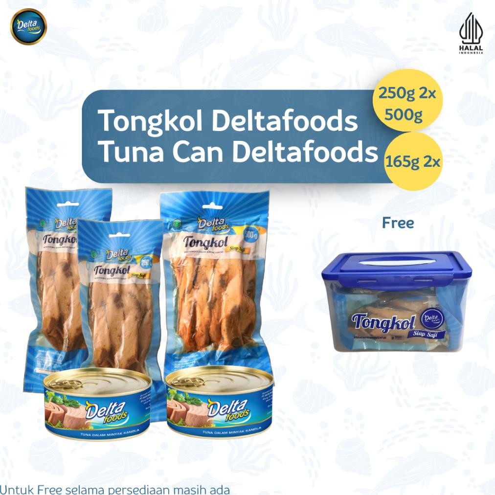 

DeltaFoods - 2 Ikan Tongkol 250 gr + 2 Ikan Tuna 165 gr + 1 Ikan Tongkol 500 gr Free Container Box
