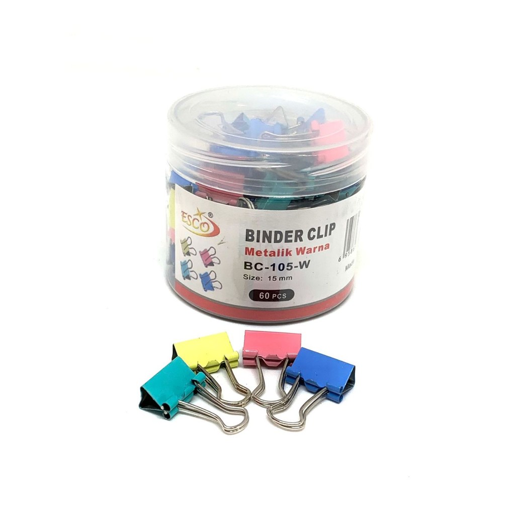 

BINDER CLIP ESCO 105 KLIP PENJEPIT KERTAS FANCY PASTEL LUCU ANTI KARAT 1 DRUM 60 PCS WARNA WARNI