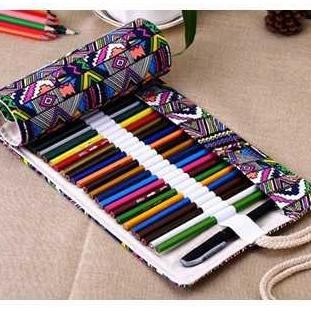 

Baru Kotak Pensil Gulung Bahan Kulit Pu / Tempat Pensil Vintage Estetik