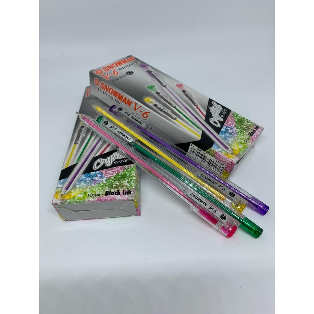 

BOLPEN / PULPEN SNOWMAN V6 / V-6 CRYSTAL SERIES BALLPOINT PEN FINE 0.7 MM^ (1Lusin = 12pcs)