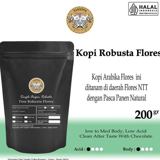 

baru tagetto coffee biji kopi robusta flores 200g - kopi bubuk specialty grade