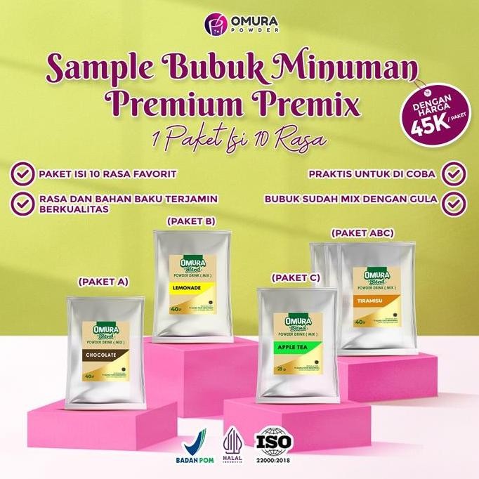 

baru sample bubuk minuman premium mix gula 40gr x10pcs - omura blend powder drink