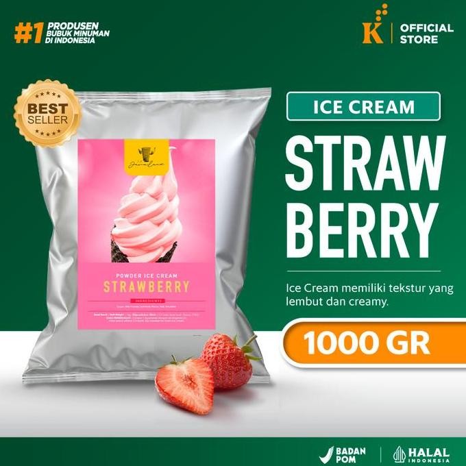 

baru bubuk minuman strawberry ice cream 1kg - javaland bubble drink