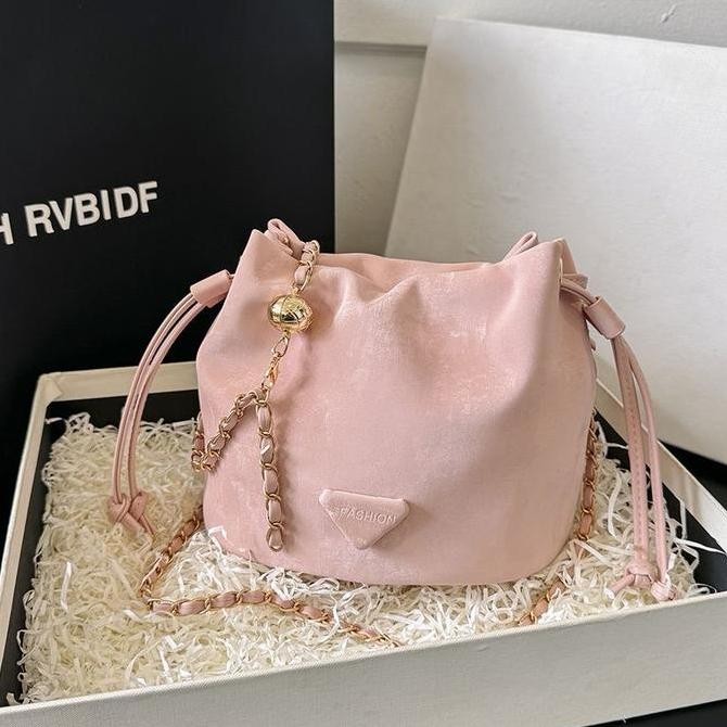 

Baru Mini Bucket Bag Wanita Elegan 2024 - Tas Selempang Pu Kulit Warna Solid Korean Style