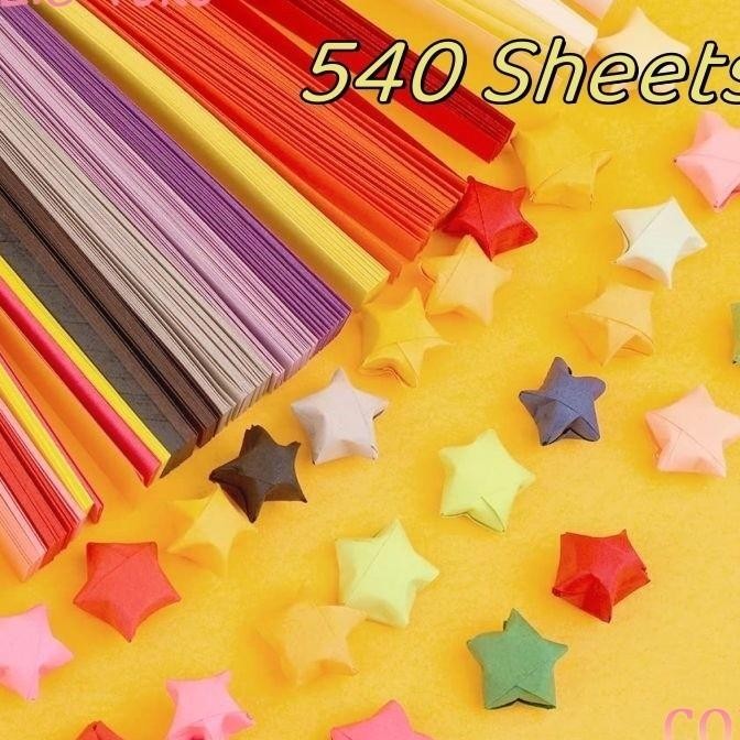 

540 Lembar Kertas Gami Strip Quilling R Gradient Color Kertas Berwarna Diy Prakarya B.E.C